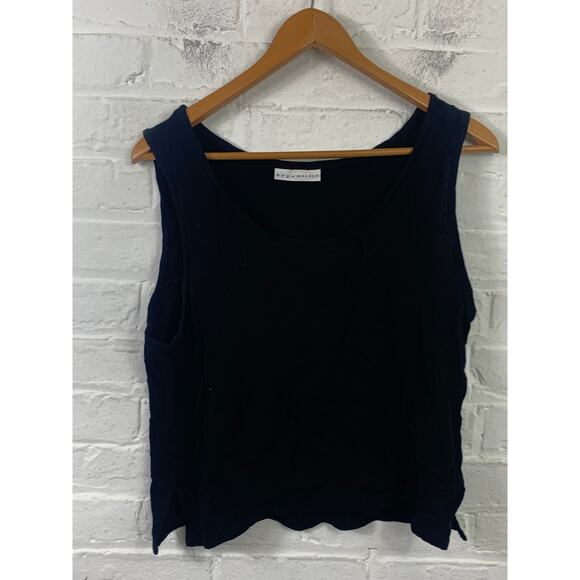 Bryn Walker Women's Side Slit Fleece Tank Top Sleeveless Black Size Small - Picture 1 of 5